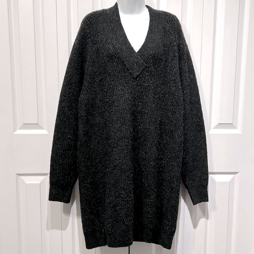 Zara Black‎ Oversized V Neck Sweater Dress Size M